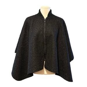 Canada Weathergear Zip Front Knit Cape Poncho Sweater Textured, One Size